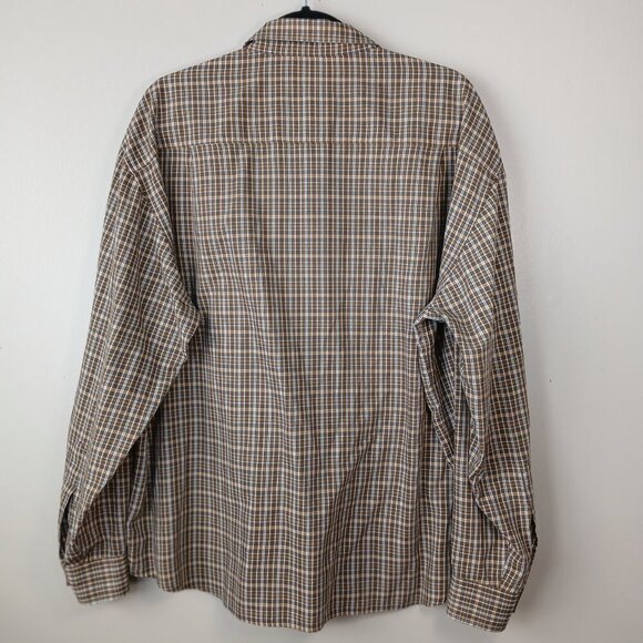 MENS TILLY BRAND PLAID BUTTON DOWN, BROWN AND GREEN, LONG SLEEVE, LARGE - Picture 4 of 6